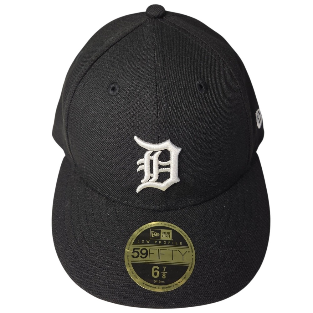 Detroit Tigers New Era 59FIFTY Fitted Hat 6 7/8 Black Low Profile Cap MLB NEW